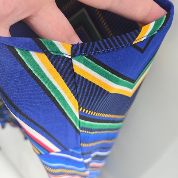 Catherine's Blue Chevron Stripes V-Neck Sleeveless Blouse Size 3x 26/28W - Picture 5 of 9